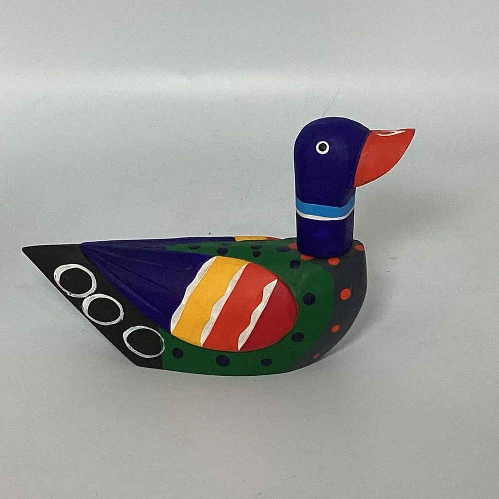Vintage Hand Painted Wooden Korean Wedding Ducks‎ Collectible Pair by Donghae